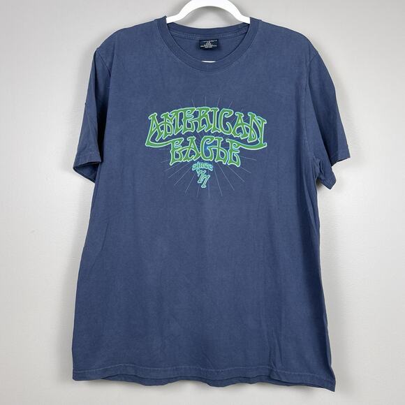 Vintage Y2K American Eagle 77 T-Shirt Men's Large 90s Style Grunge Cotton Tee - Picture 1 of 7